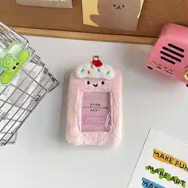 心水好物 韩版可爱甜品食物卡套透明饭卡公交卡收纳包爱豆卡片 毛绒 挂件 男女同款情侣款