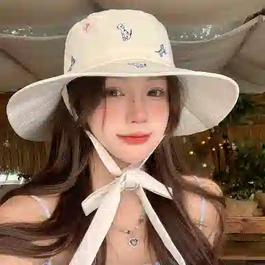 心水好物 精致刺绣小狗 遮阳防晒百搭显脸小 棉 渔夫帽 女款