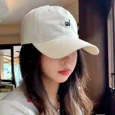 心水好物 春夏户外百搭可爱猫咪刺绣遮阳防晒弯檐 棉 鸭舌帽 男女同款情侣款