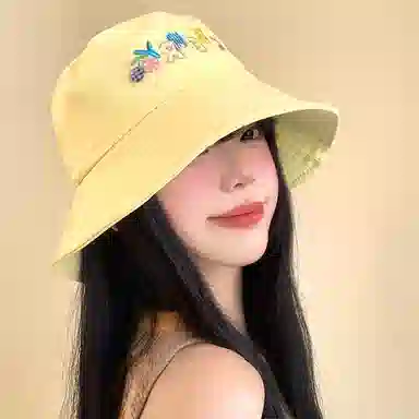 心水好物 甜妹多彩字母刺绣春夏季韩版显脸小盆帽大头围露营遮阳防晒帽 棉 渔夫帽 女款