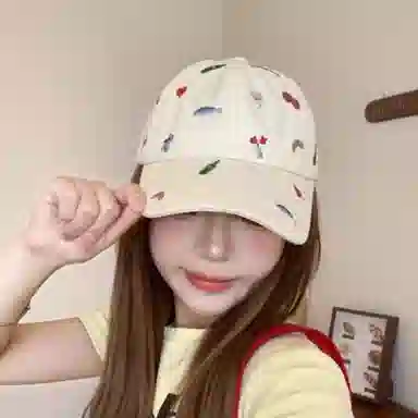 心水好物 可爱刺绣棒球帽夏季薄款透气百搭显脸小大头围遮阳防晒 棉  鸭舌帽 男女同款情侣款