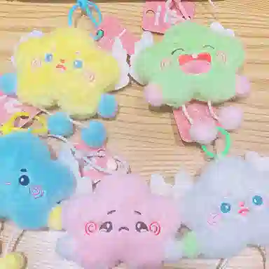 心水好物 可爱毛绒星星钥匙扣书包公仔包包玩偶挂饰 聚酯纤维 挂件 男女同款情侣款