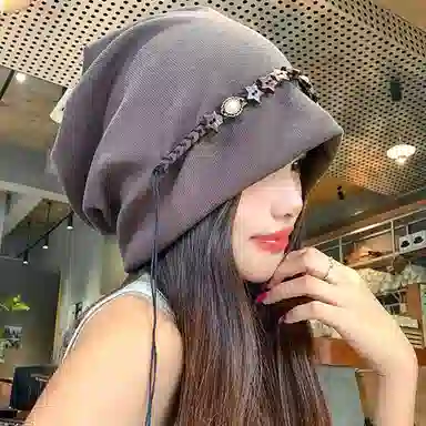 心水好物 新中式民族风复古五角星流苏高级感扎染串珠大头围小众设计 棉 帽子 女款