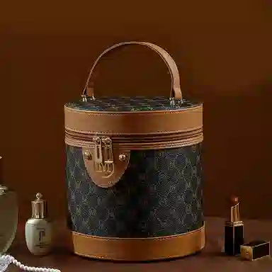 心水好物 美拉德系化妆箱出游高级感大容量便携手提化妆桶包网红时尚伴手包洗漱包 收纳便携