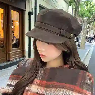 心水好物 复古平顶报童帽显脸小高级感麂皮绒百搭时尚户外出游 棉  贝雷帽 男女同款情侣款