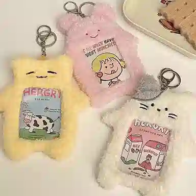 心水好物 日韩可爱黄油君小猫小兔卡通爱豆小卡展示保护套 毛绒 挂件 男女同款情侣款