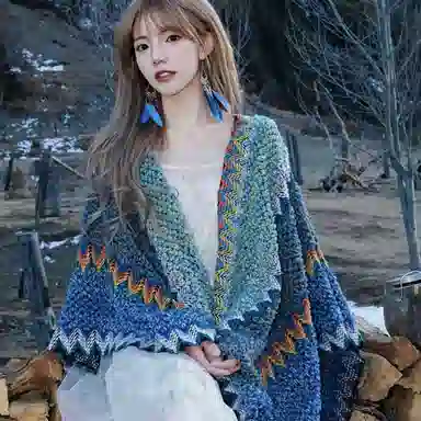 心水好物 外搭复古民族风针织时尚保暖氛围感旅游穿搭保暖 腈纶 披肩 女款