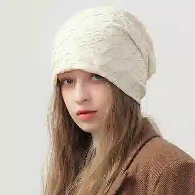 心水好物 韩式简约纯色褶皱蕾丝时尚潮流百搭小众设计轻奢感 聚酯纤维 帽子 女款