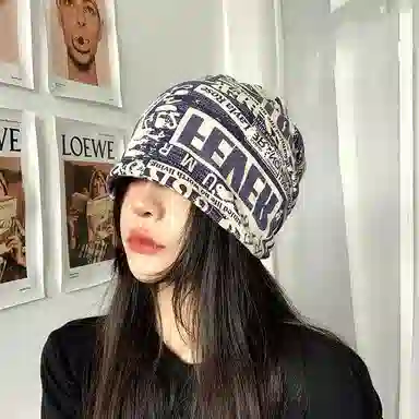 心水好物 美式画报印花复古风摩登个性套头户外出行堆堆帽 聚酯纤维 帽子 男女同款情侣款