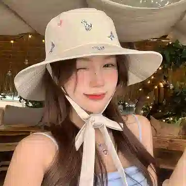 心水好物 精致刺绣小狗 遮阳防晒百搭显脸小 棉 渔夫帽 女款