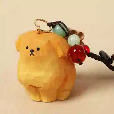 心水好物 纯手工木雕独特趣味可爱白毛 木 挂件 男女同款情侣款