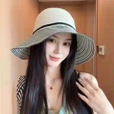 心水好物 夏季条纹空顶大檐蝴蝶结透气太阳帽徒步海滩度假休闲高颜值#好运 聚酯纤维  渔夫帽 女款