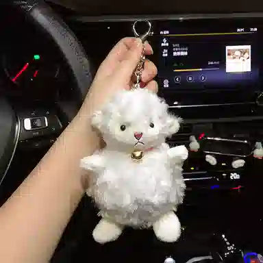 心水好物 可爱绵羊毛绒钥匙链玩偶公仔包包卡通挂饰娃娃钥匙扣 聚酯纤维 挂件 男女同款情侣款