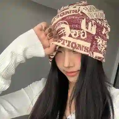 心水好物 美式画报印花复古风摩登个性套头户外出行堆堆帽 聚酯纤维 帽子 男女同款情侣款