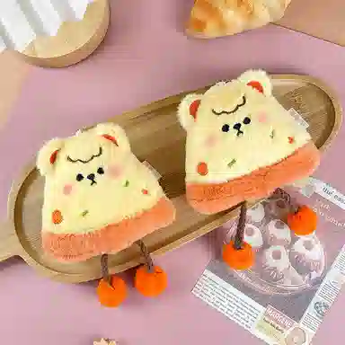 心水好物 创意仿真美食小熊披萨双肩包手提包创意 毛绒 挂件 男女同款情侣款