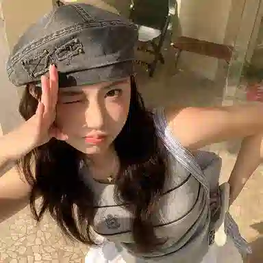 心水好物 日系水洗牛仔做旧文艺百搭大头围显脸时尚 棉 贝雷帽 女款