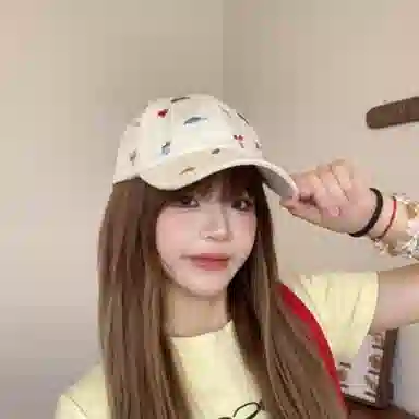 心水好物 可爱刺绣棒球帽夏季薄款透气百搭显脸小大头围遮阳防晒 棉  鸭舌帽 男女同款情侣款