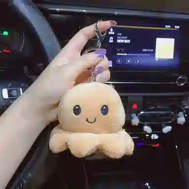 心水好物 翻转翻面章鱼创意钥匙链娃娃公仔包包书包挂饰毛绒钥匙扣 聚酯纤维 挂件 男女同款情侣款