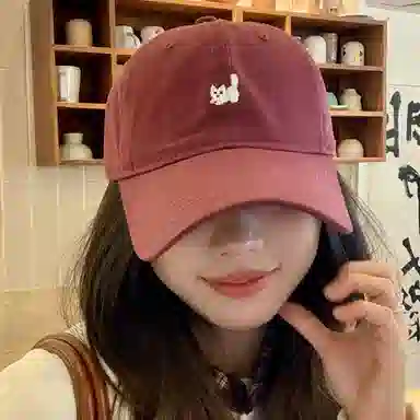 心水好物 春夏户外百搭可爱猫咪刺绣遮阳防晒弯檐 棉 鸭舌帽 男女同款情侣款