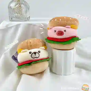 心水好物 韩版汉堡夹心水豚玩偶卡皮巴拉公仔创意小黄鸭娃娃 毛绒 挂件 男女同款情侣款