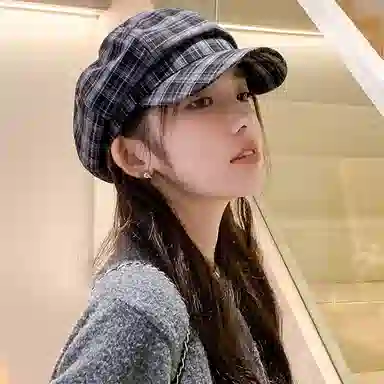 心水好物 英伦风复古格纹休闲百搭宽檐显脸小潮流八角帽 棉 贝雷帽 男女同款情侣款