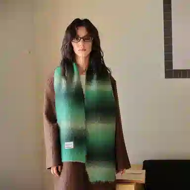 心水好物 韩系秋冬针织渐变色软糯亲肤保暖防寒 羊毛混纺 绒线围巾 男女同款情侣款