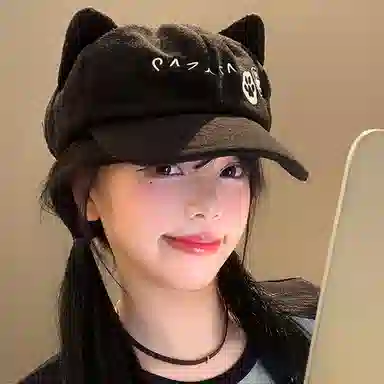 心水好物 猫耳加厚户外休闲可爱卡通 聚酯纤维 鸭舌帽 男女同款情侣款