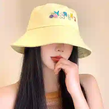 心水好物 甜妹多彩字母刺绣春夏季韩版显脸小盆帽大头围露营遮阳防晒帽 棉 渔夫帽 女款