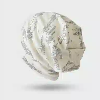 心水好物 日系做旧破洞胶印字母个性潮流保暖护耳大头围套头 棉  帽子 男女同款情侣款