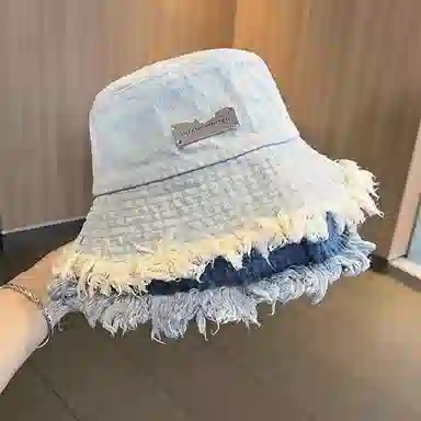 心水好物 复古水洗牛仔做旧字母金属标时尚潮流大头围显脸小防晒 棉  渔夫帽 男女同款情侣款