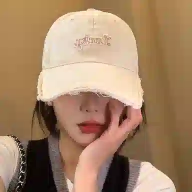 心水好物 做旧磨边字母大头围显脸小软顶宽檐 棉 鸭舌帽 男女同款情侣款