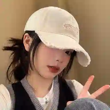 心水好物 做旧磨边字母大头围显脸小软顶宽檐 棉 鸭舌帽 男女同款情侣款