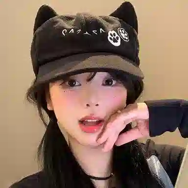 心水好物 猫耳加厚户外休闲可爱卡通 聚酯纤维 鸭舌帽 男女同款情侣款