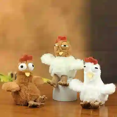 心水好物 下蛋公鸡中的战斗机创意毛绒公仔钥匙扣书包背包 聚酯纤维 挂件 男女同款情侣款