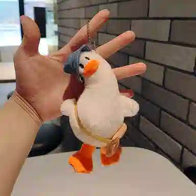 心水好物 可爱歪头疑惑痴呆鸭公仔钥匙扣包包挂饰鸭子玩偶玩具 短毛绒 挂件 男女同款情侣款