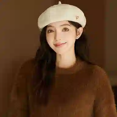 心水好物 英伦风小众设计感轻奢感街头美拍复古八角帽时尚百搭画家帽显脸小 聚酯纤维 贝雷帽 女款