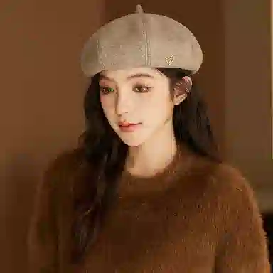 心水好物 英伦风小众设计感轻奢感街头美拍复古八角帽时尚百搭画家帽显脸小 聚酯纤维 贝雷帽 女款
