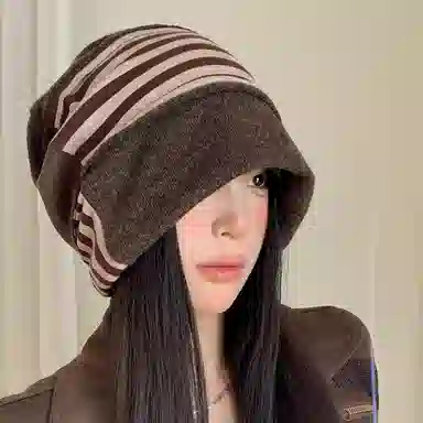 心水好物 日系轻奢感条纹拼色小众设计 棉 帽子 男女同款情侣款