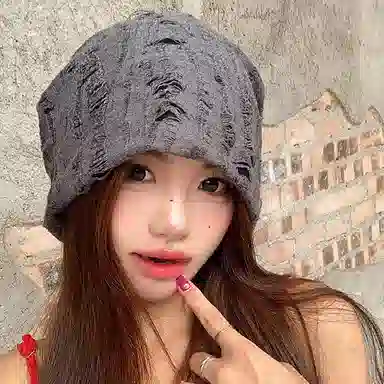 心水好物 日系破洞做旧薄款个性百搭包头帽街头潮牌大头围显脸小 聚酯纤维 堆堆帽 男女同款情侣款