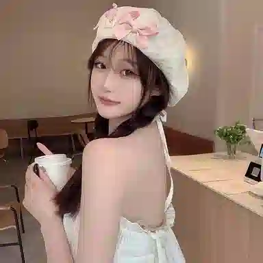 心水好物 日系蝴蝶结云朵感奶油八角帽透气显脸小少女可爱画家帽大头围百搭时尚#好运 聚酯纤维 贝雷帽 女款