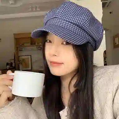 心水好物 韩系复古蓝色条纹画家显脸小文艺八角复古 棉 贝雷帽 女款