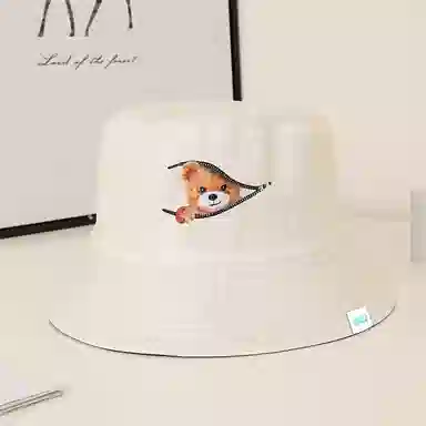 心水好物 韩式印花小熊卡通盆帽可爱日常通勤遮阳帽防晒出街 棉  渔夫帽 男女同款情侣款