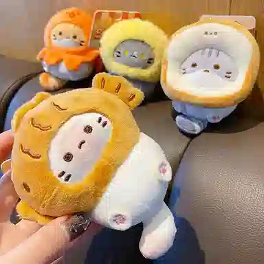 心水好物 可爱猫小食挂饰精致配饰包包 聚酯纤维 挂件 男女同款情侣款