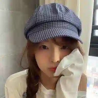 心水好物 韩系复古蓝色条纹画家显脸小文艺八角复古 棉 贝雷帽 女款