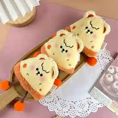 心水好物 创意仿真美食小熊披萨双肩包手提包创意 毛绒 挂件 男女同款情侣款