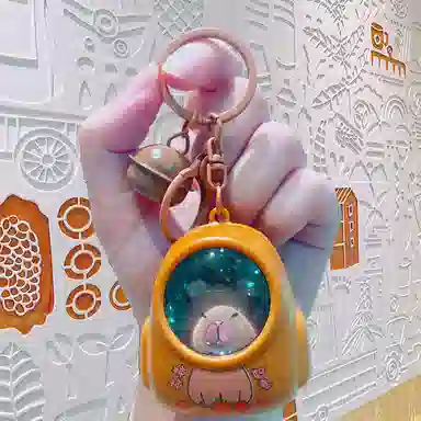 心水好物 创意卡皮巴拉太空舱钥匙扣可发光小夜灯包包 亚克力 挂件 男女同款情侣款