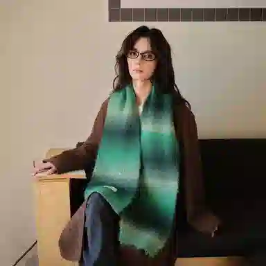 心水好物 韩系秋冬针织渐变色软糯亲肤保暖防寒 羊毛混纺 绒线围巾 男女同款情侣款