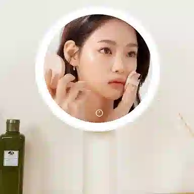 心水好物日系手持立式外出家用大号清晰带灯补光化妆镜
