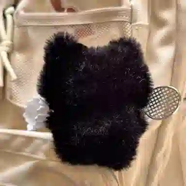 心水好物 小黑猫玩偶羽毛球球搭子专属公仔包包挂饰钥匙扣 聚酯纤维 挂件 男女同款情侣款