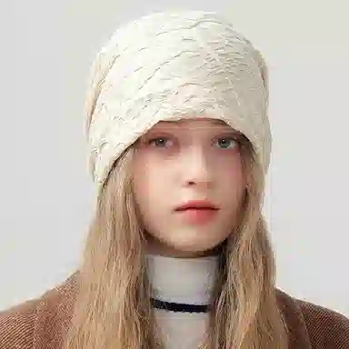 心水好物 韩式简约纯色褶皱蕾丝时尚潮流百搭小众设计轻奢感 聚酯纤维 帽子 女款